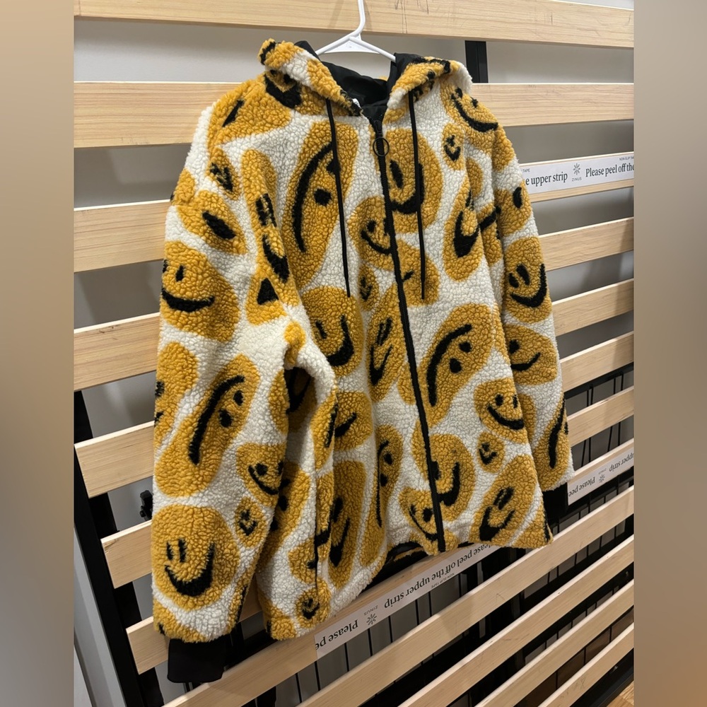 Lazy Oaf Squish Face (Happy Face / Smiley Face) Zip Through Fleece - Small
